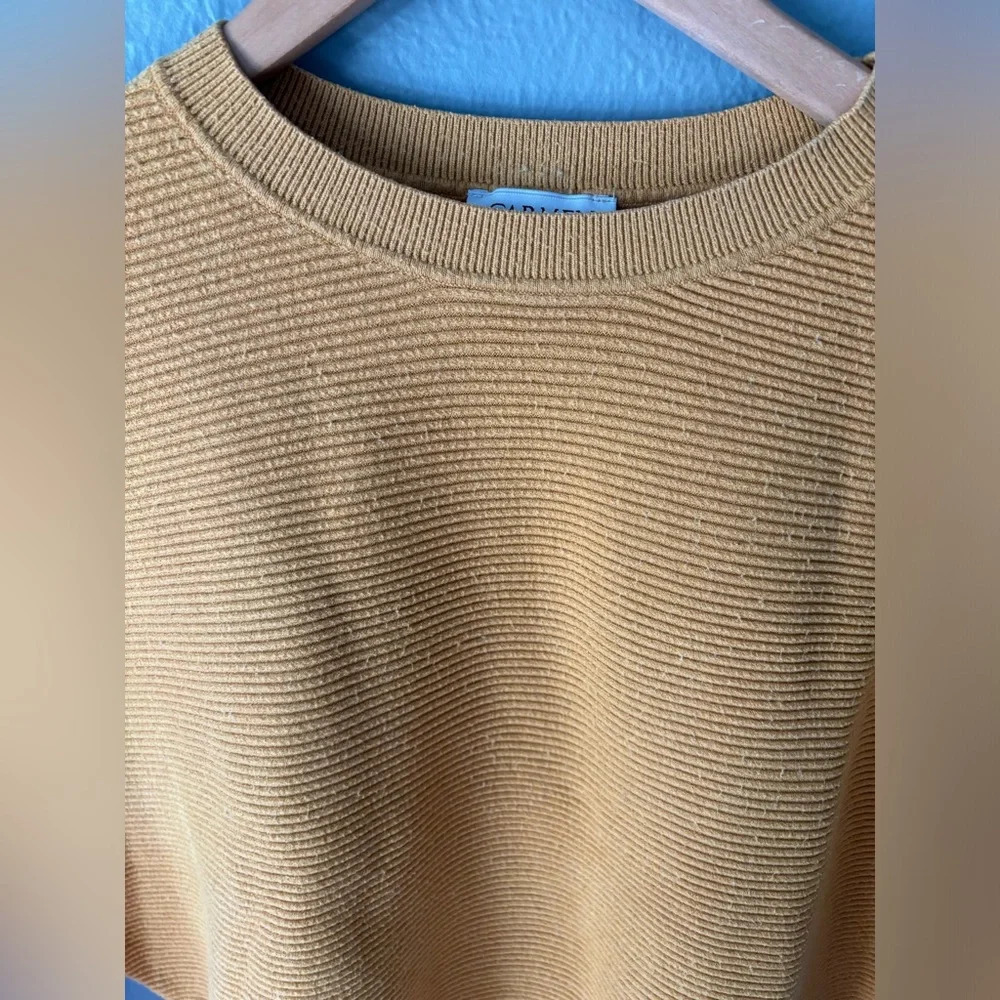 Carmen Marc Valvo Gold Ribbed Batwing Cropped Sweater Top xs - Picture 4 of 11